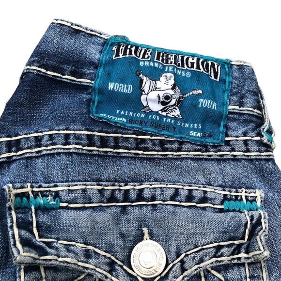 Vintage True Religion Jeans Size 33 RICKY SUPER T Blue - Picture 11 of 13